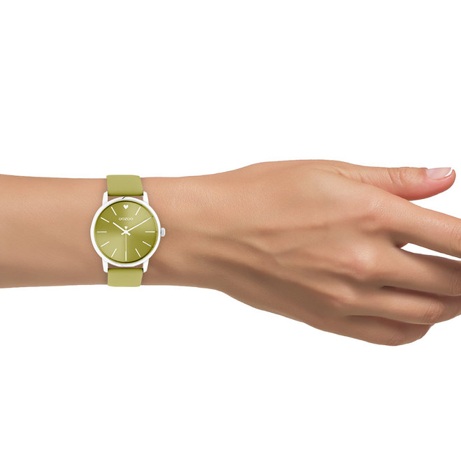 OOZOO Timepieces - C10986 - Damen - Leder-Armband - Pistazie/Silber