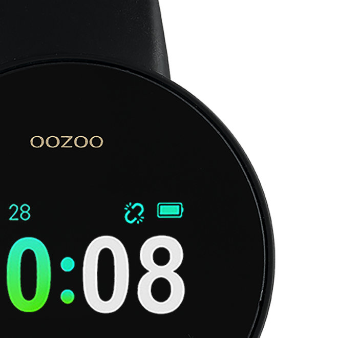 OOZOO Smartwatches - Q00201 - Silikon-Armband - Schwarz/Schwarz/Gold