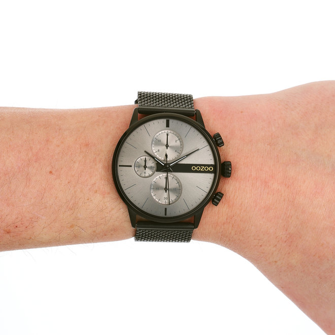 OOZOO Timepieces - C11104 - Herren - Mesh-Armband - Schwarz/Grau