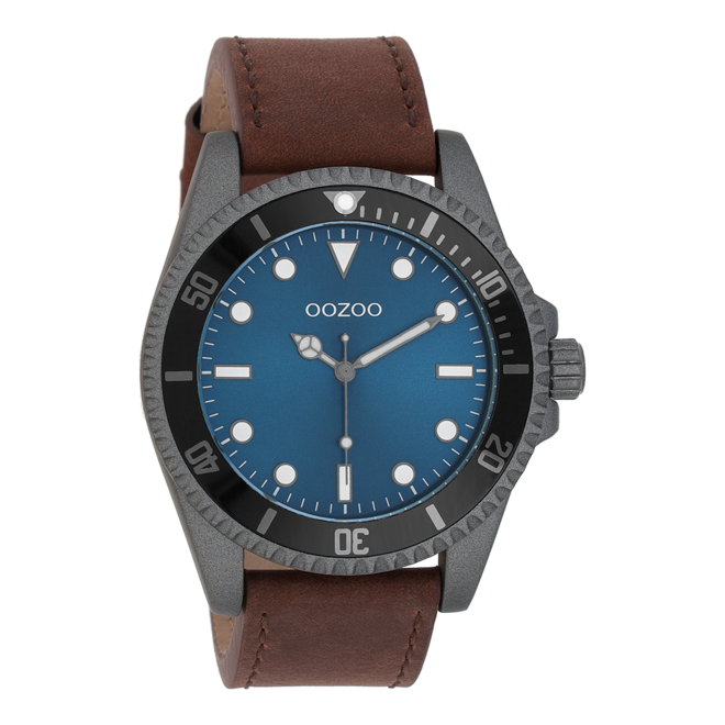 OOZOO Timepieces - C11116 - Herren - Leder-Armband - Braun/Blau