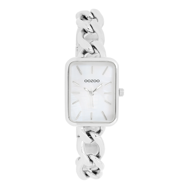 OOZOO Timepieces - C11130 - Damen - Edelstahl-Glieder-Armband  - Silber/Weiß