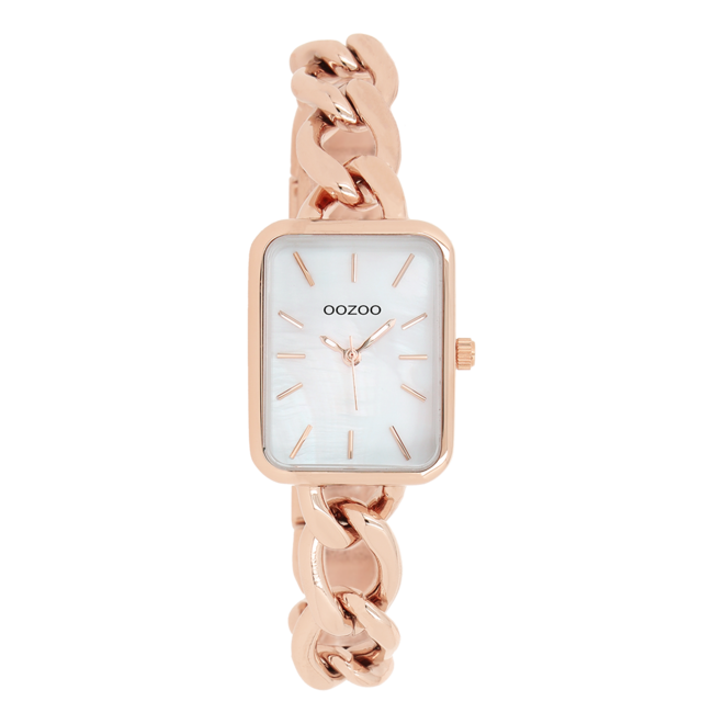 OOZOO Timepieces - C11134 - Damen - Edelstahl-Glieder-Armband  - Roségold/Weiß