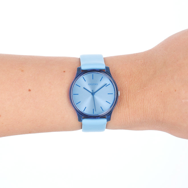 OOZOO Timepieces - C11140 - Damen - Leder-Armband - Hellblau