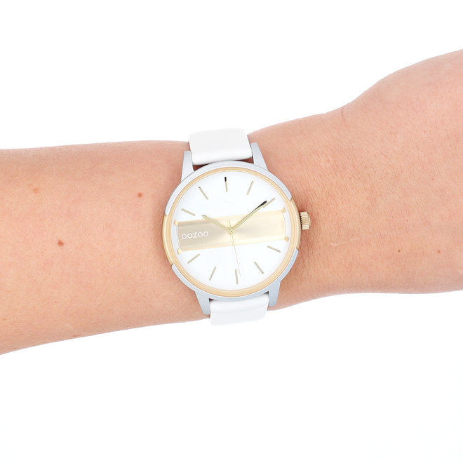 OOZOO Timepieces - C11150 - Damen - Leder-Armband - Weiß/Gold