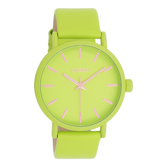 OOZOO Timepieces - C11177 - Damen - Leder-Armband - Hellgrün/Rosa