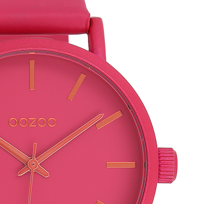 OOZOO Timepieces - C11178 - Damen - Leder-Armband - Fuchsia/Orange