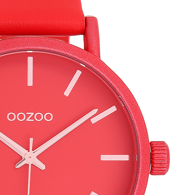 OOZOO Timepieces - C11179 - Damen - Leder-Armband - Rot/Rosa