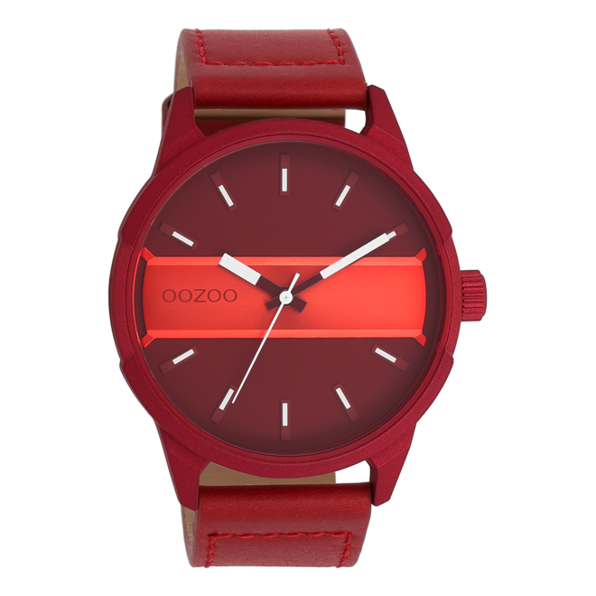 OOZOO Timepieces - C11231 - Herren - Leder-Armband - Rot