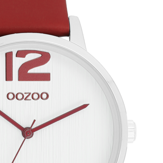 OOZOO Timepieces - C11237 - Damen - Leder-Armband - Rot/Silber