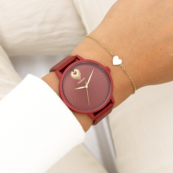 OOZOO Timepieces - C11249 - Damen - Leder-Armband - Rot