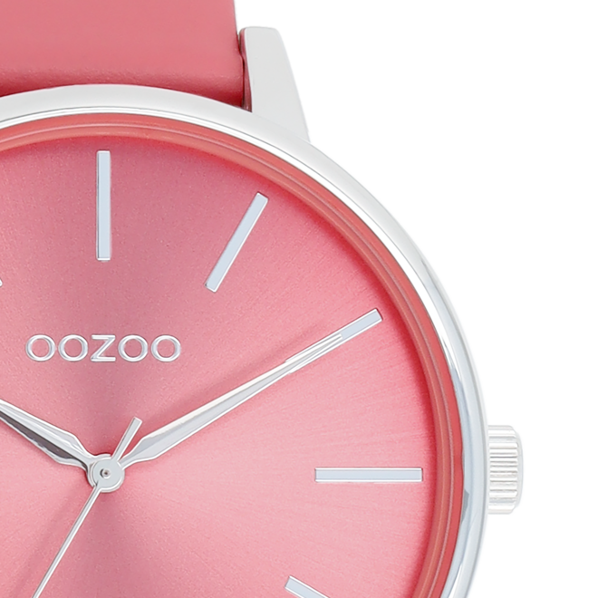 OOZOO Timepieces - C11295 - Damen - Leder-Armband - Pink/Silber