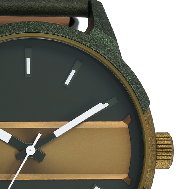 OOZOO Timepieces - C11233 - Herren - Leder-Armband - Grün/Olive