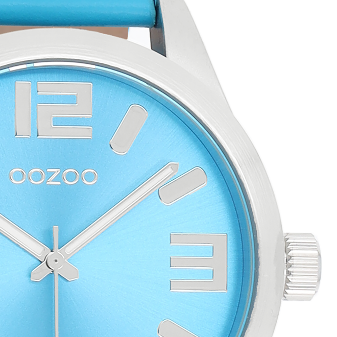 OOZOO Timepieces - C1075 - Unisex - Leder-Armband - Hellblau/Silber