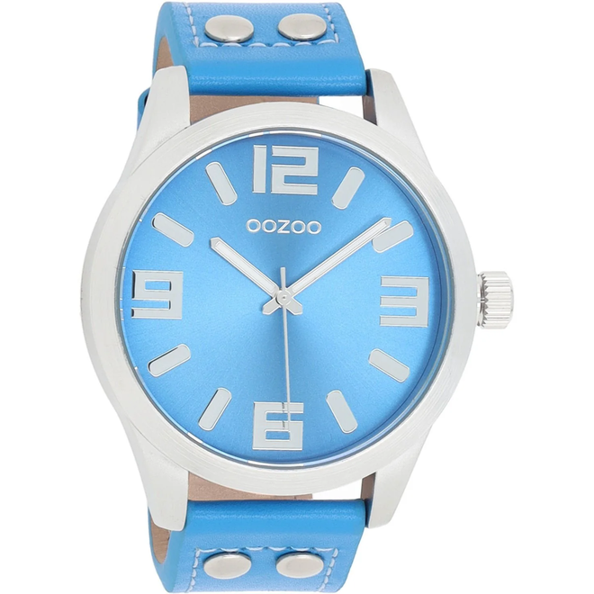 OOZOO Timepieces - C1076 - Unisex - Leder-Armband  - Blau/Silber
