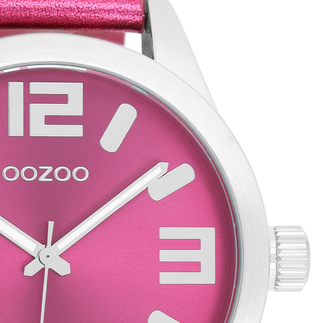 OOZOO Timepieces - C1078 - Damen - Leder-Armband - Pink/Metallic