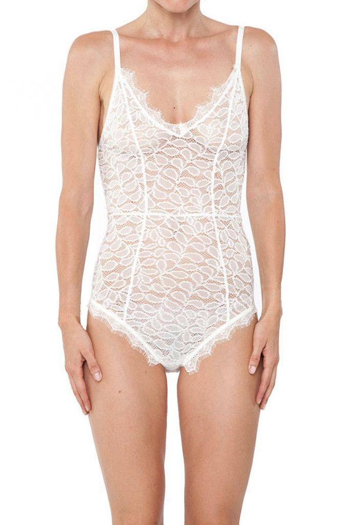 Lace Bodysuit - White-2