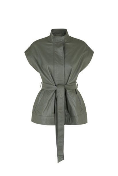 Indai Leather Waistcoat - Agave Green