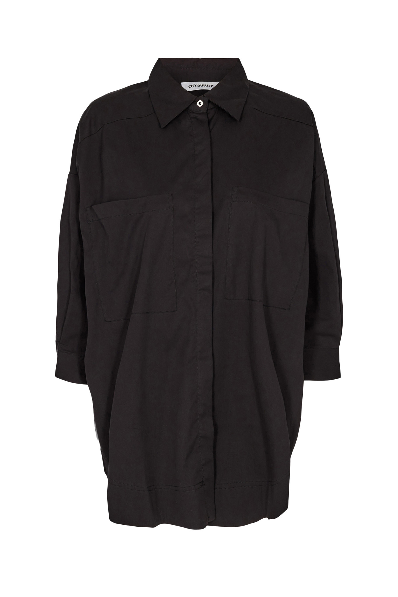 Cotton Crisp Pocket Shirt - Black-1