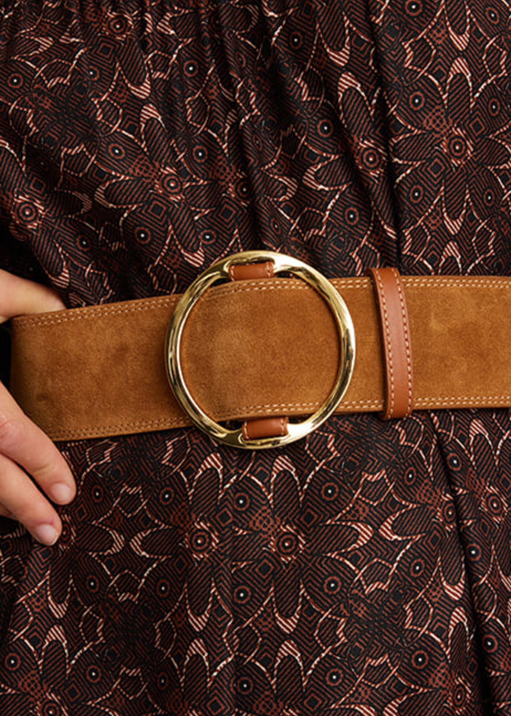 Idano Christie Leather Belt - Suede Camel