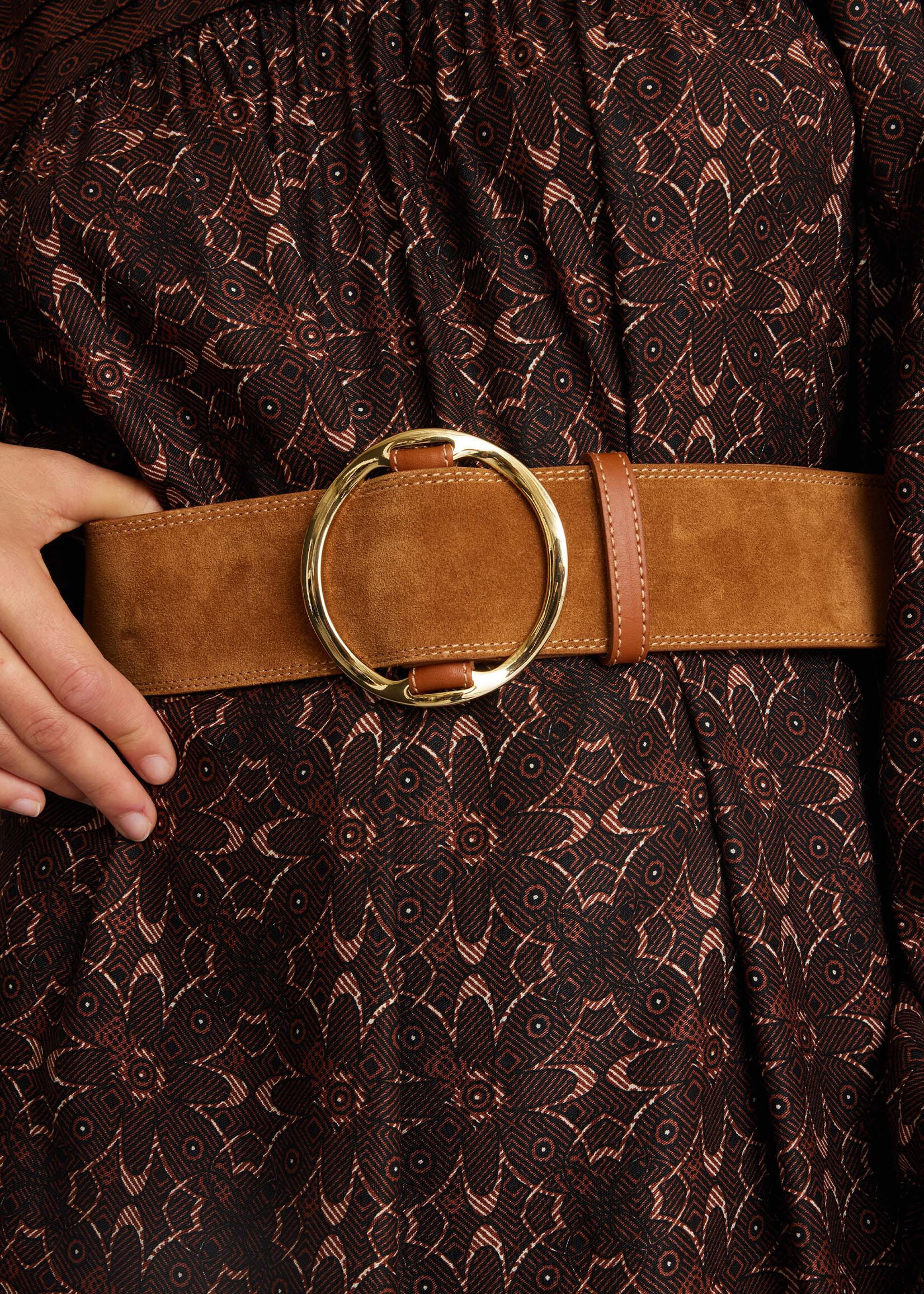 Idano Christie Leather Belt - Suede Camel