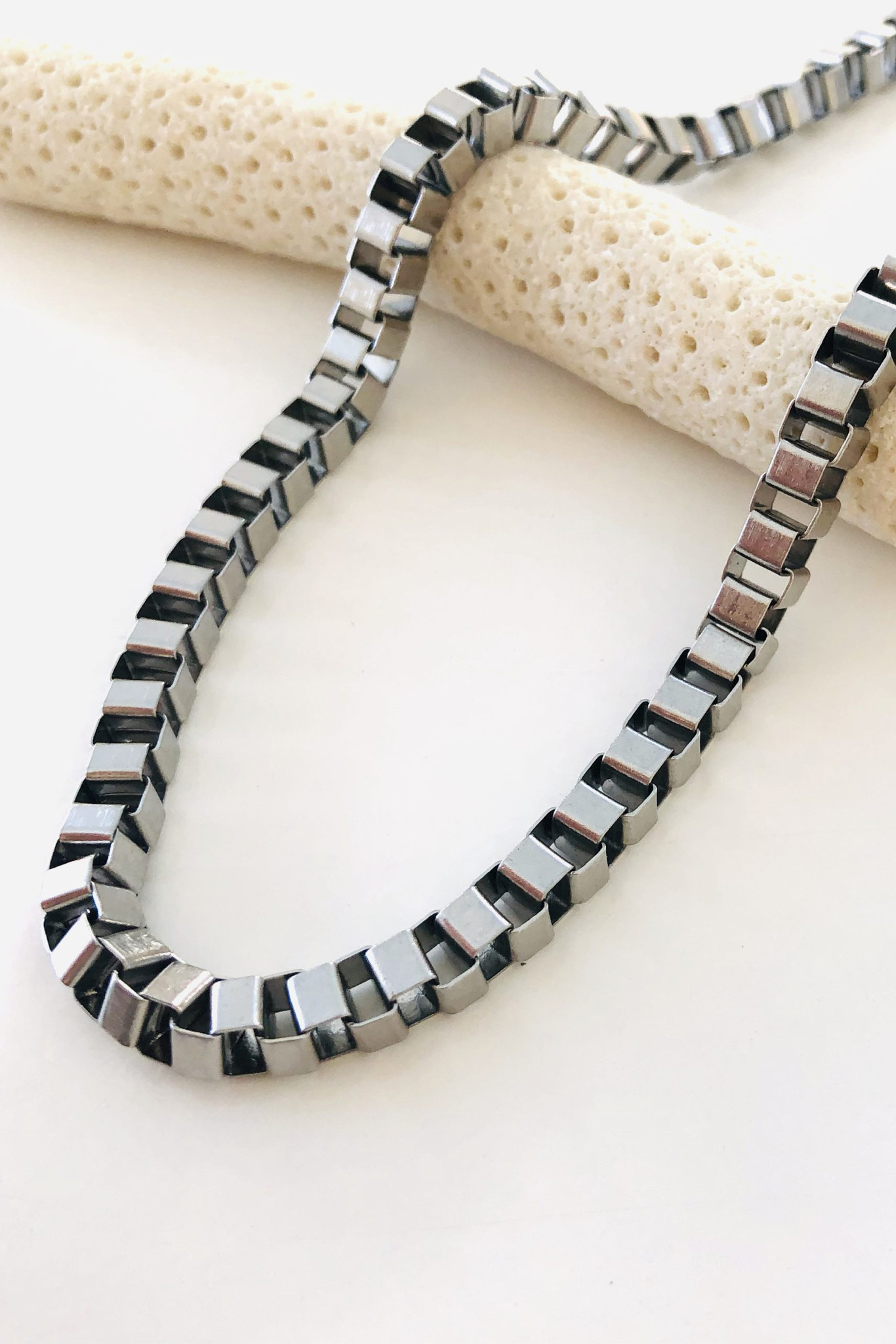 Box Chain Necklace - Silver-3