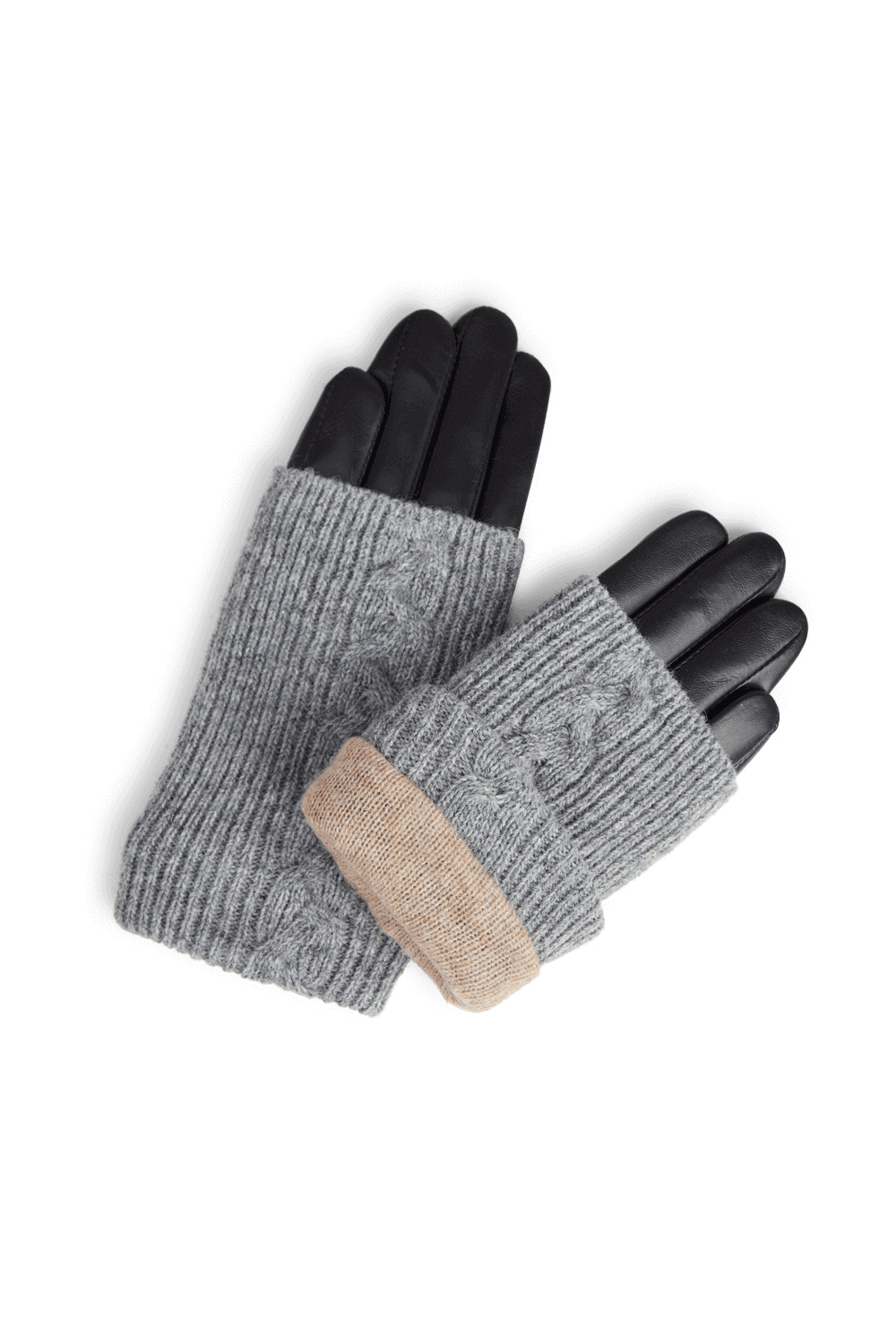 Helly Glove Cable Knit - Black w/ Grey-4