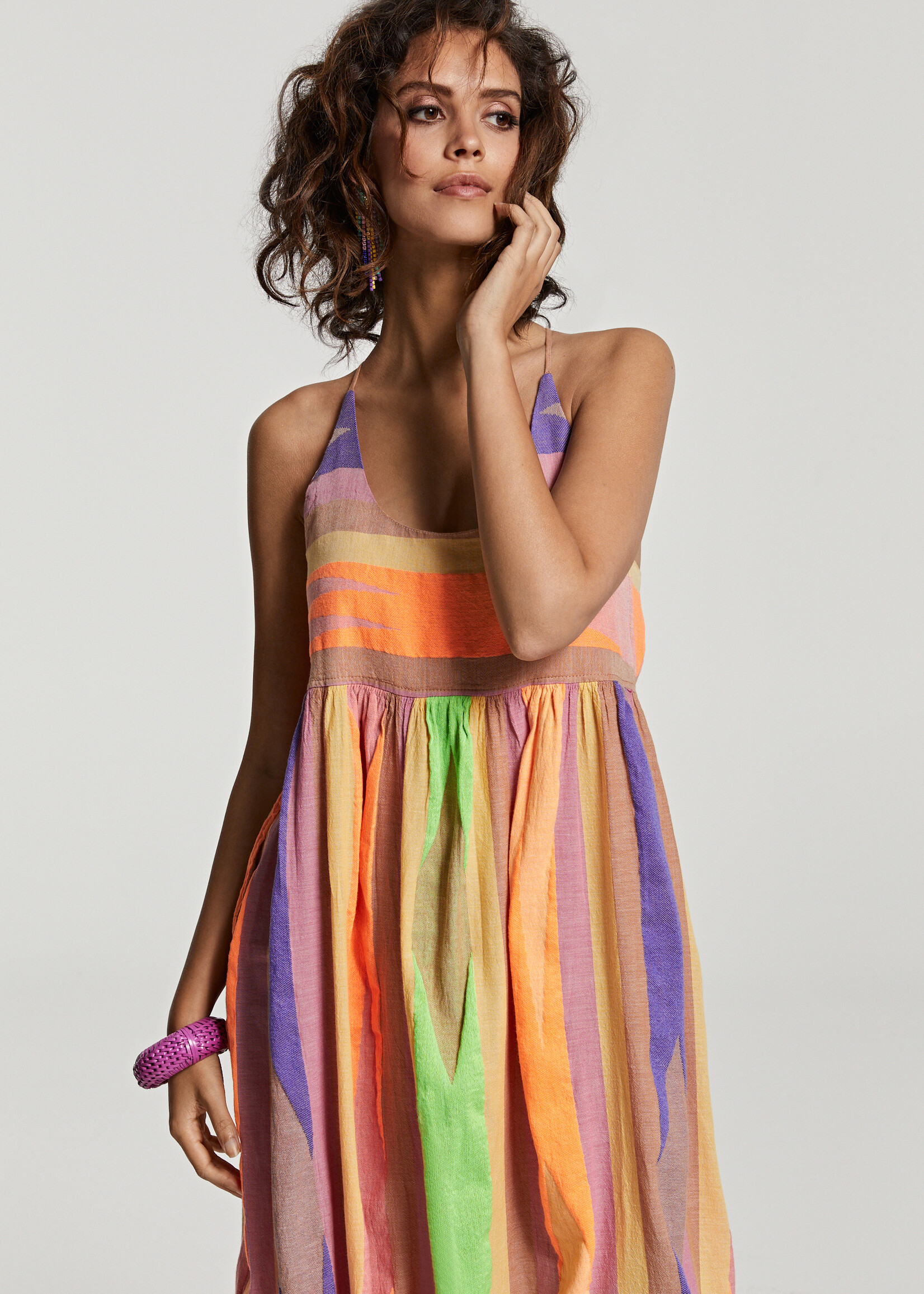 Devotion Red Iaspis Maxi Dress - Beige / Blue