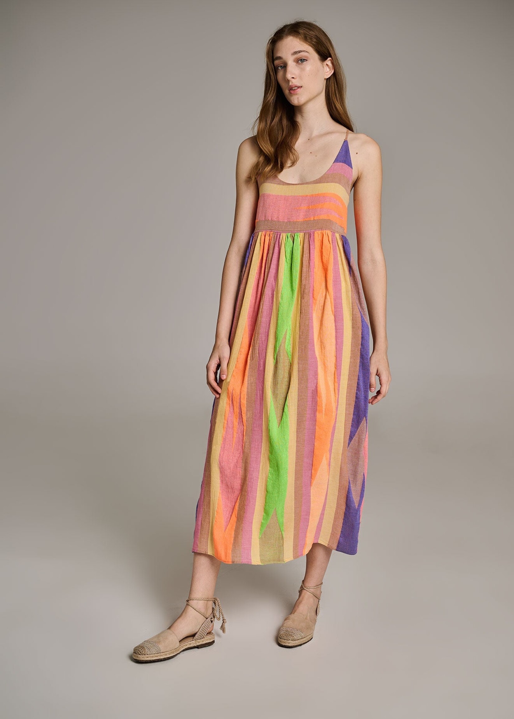 Devotion Red Iaspis Maxi Dress - Beige / Blue