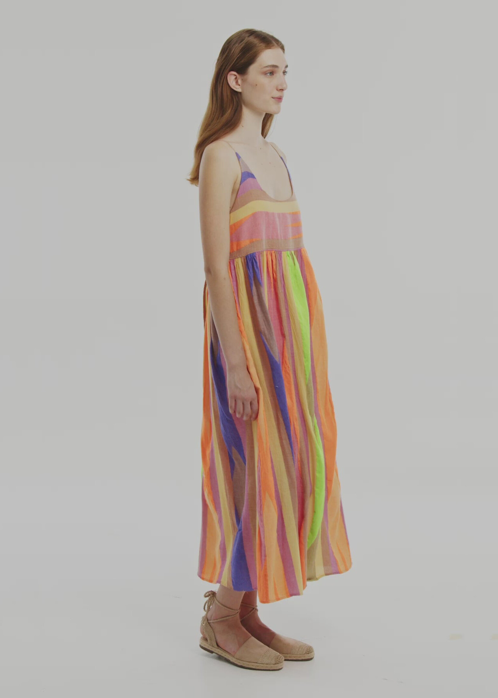 Devotion Red Iaspis Maxi Dress - Beige / Blue