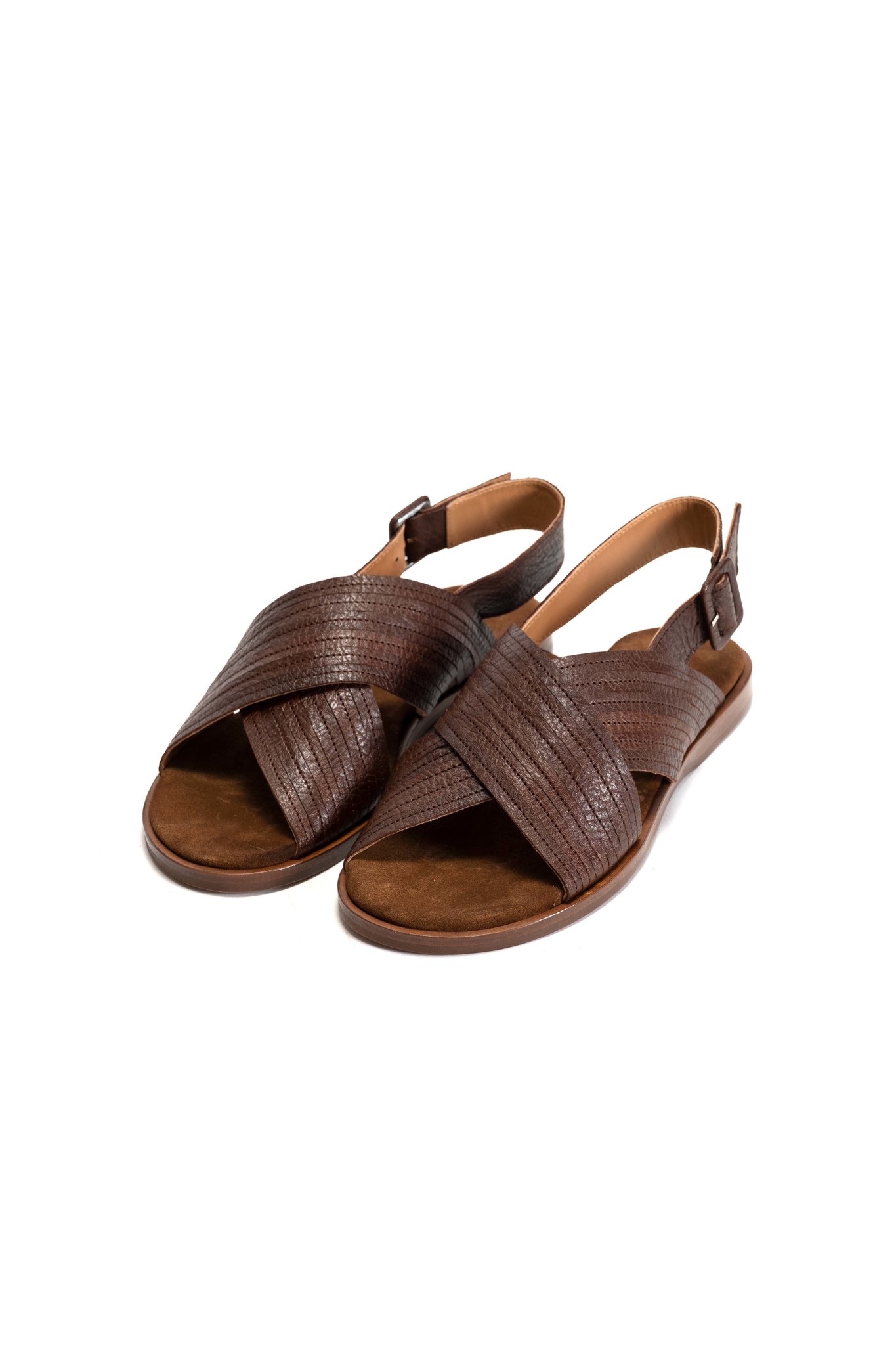 Bria Grained Leather Sandal - Chestnut-2