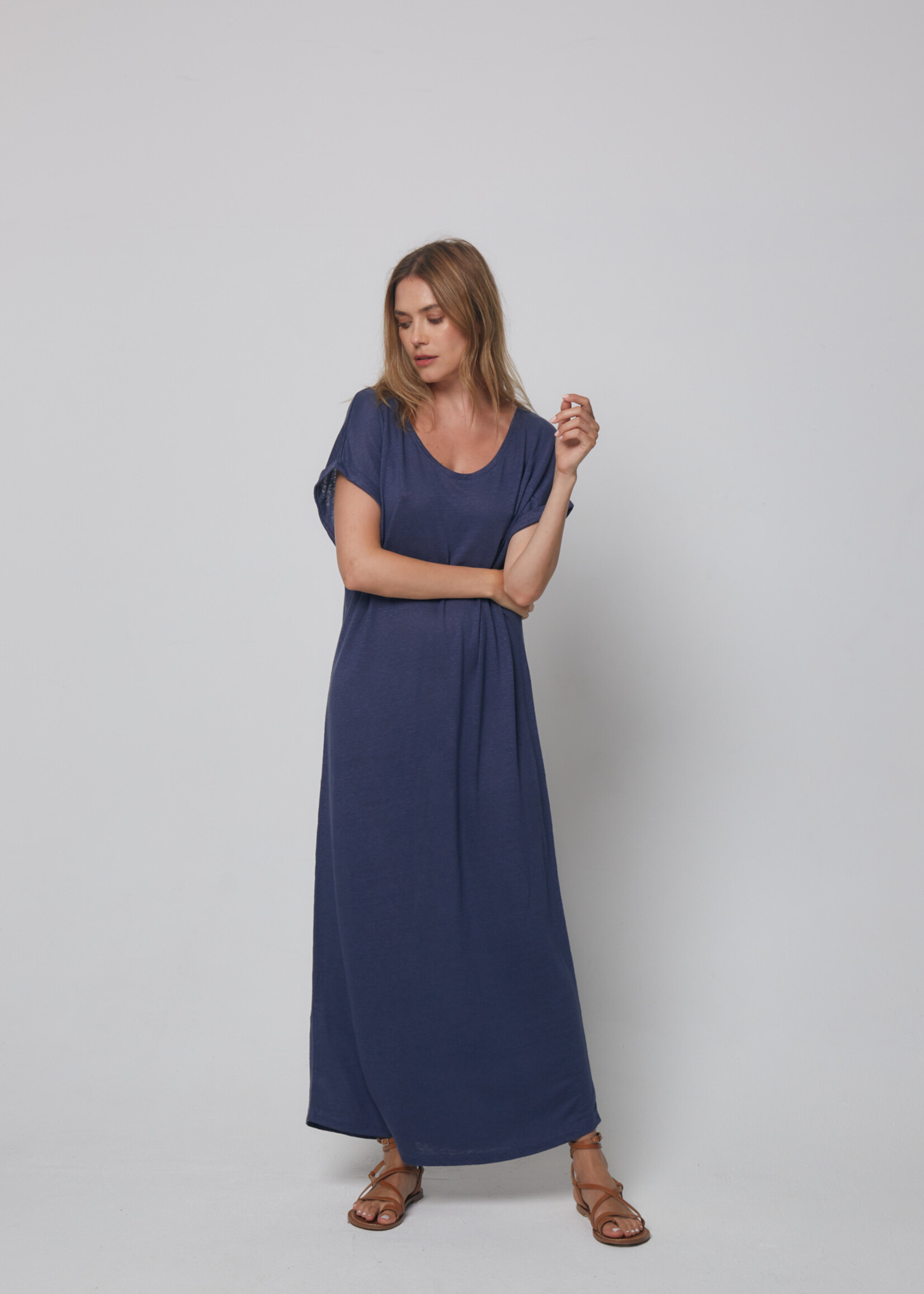 Majestic Filatures V-Neck Long Dress - Venice Blue