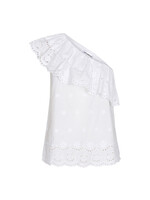 Co'Couture Annie Anglaise Asym Top - White