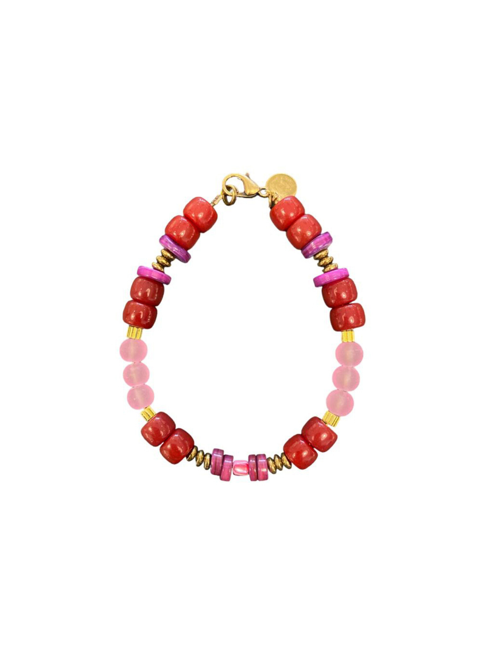 Le Petit Atelier Bracelet Glass with Coral - Ruby Sunset