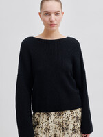 Second Female Ymma Knit Open Back Jumper - Black