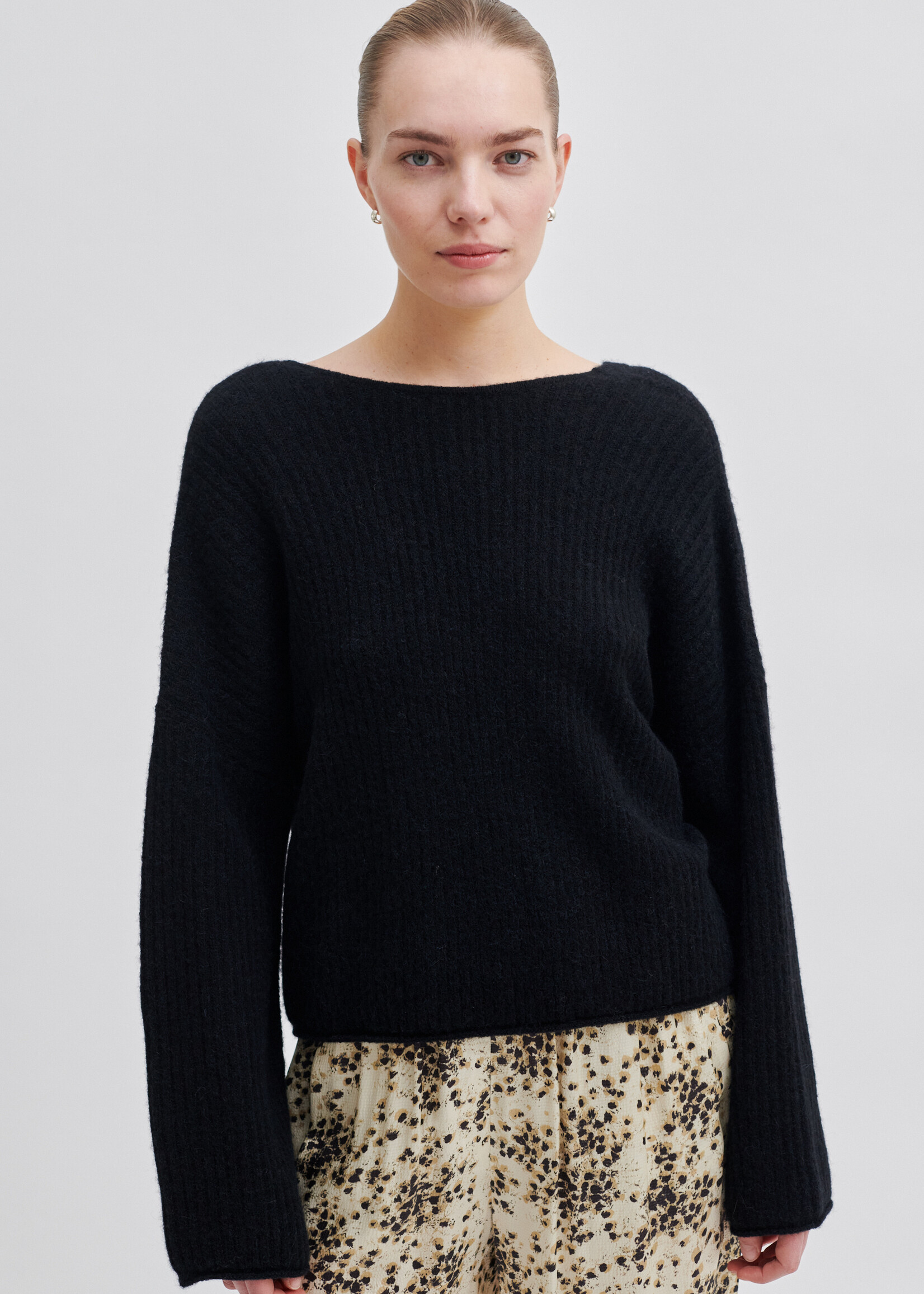 Second Female Ymma Knit Open Back Jumper - Black