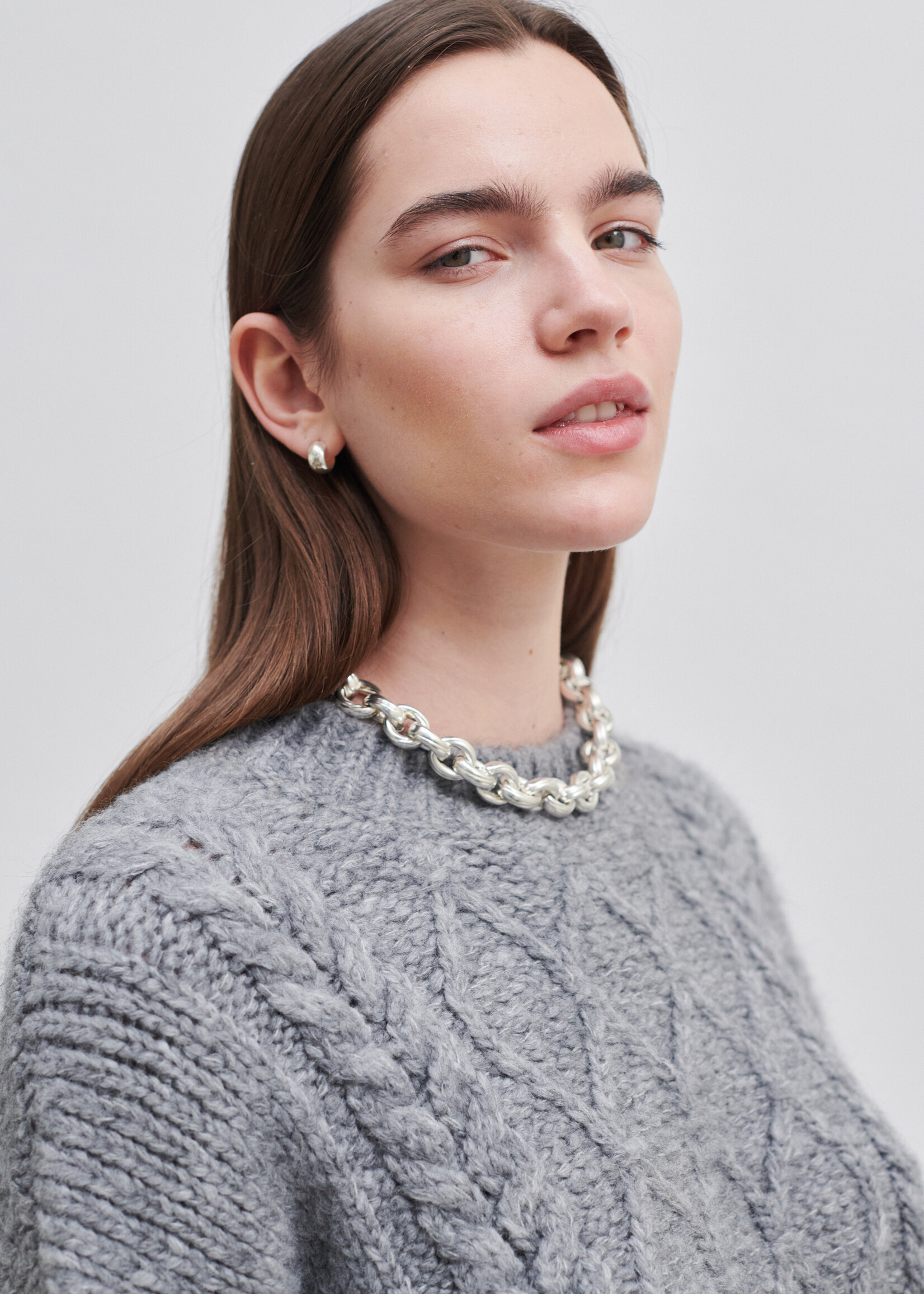 Second Female Dia Knit O-Neck Jumper - Grey Melange