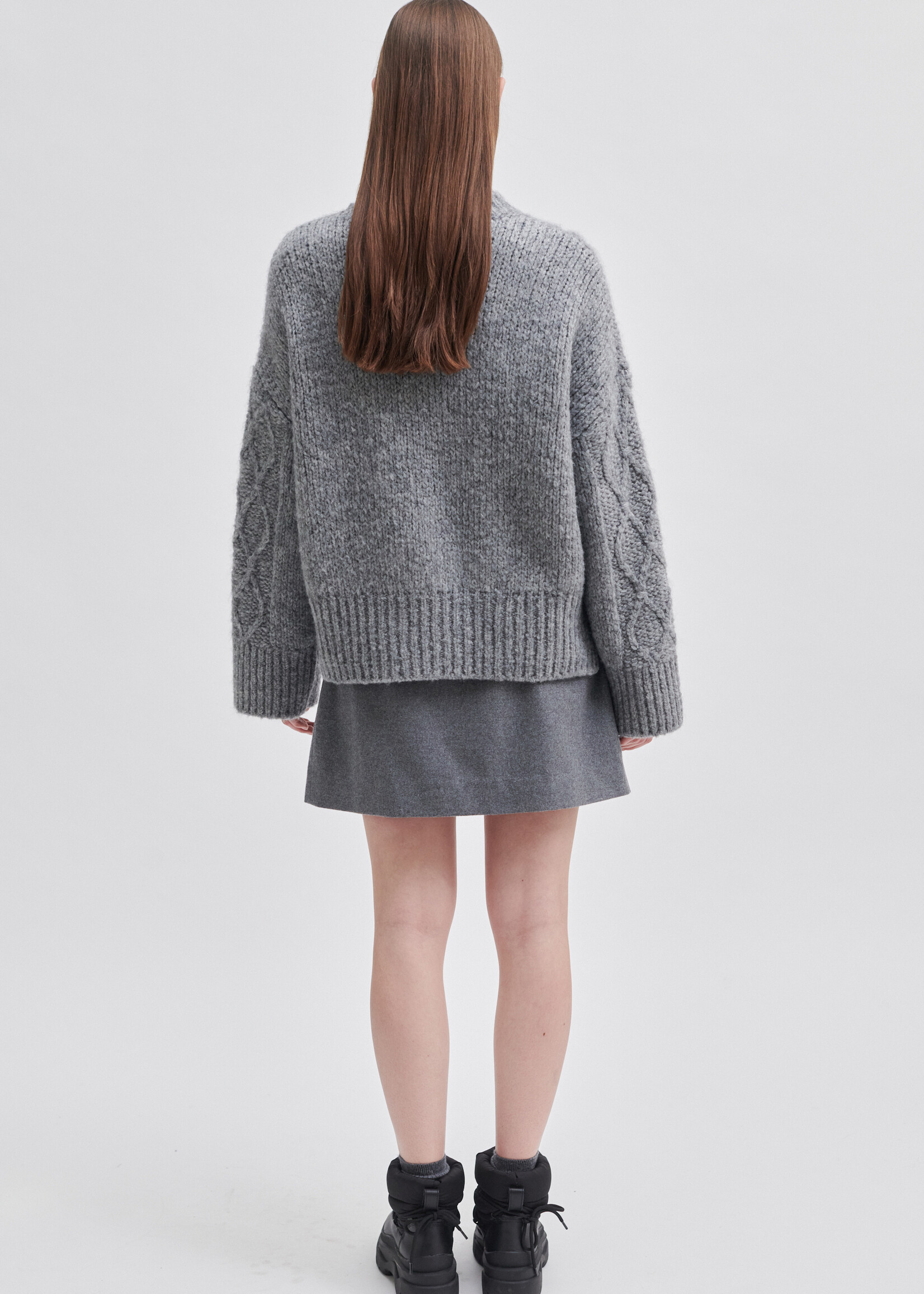 Second Female Dia Knit O-Neck Jumper - Grey Melange