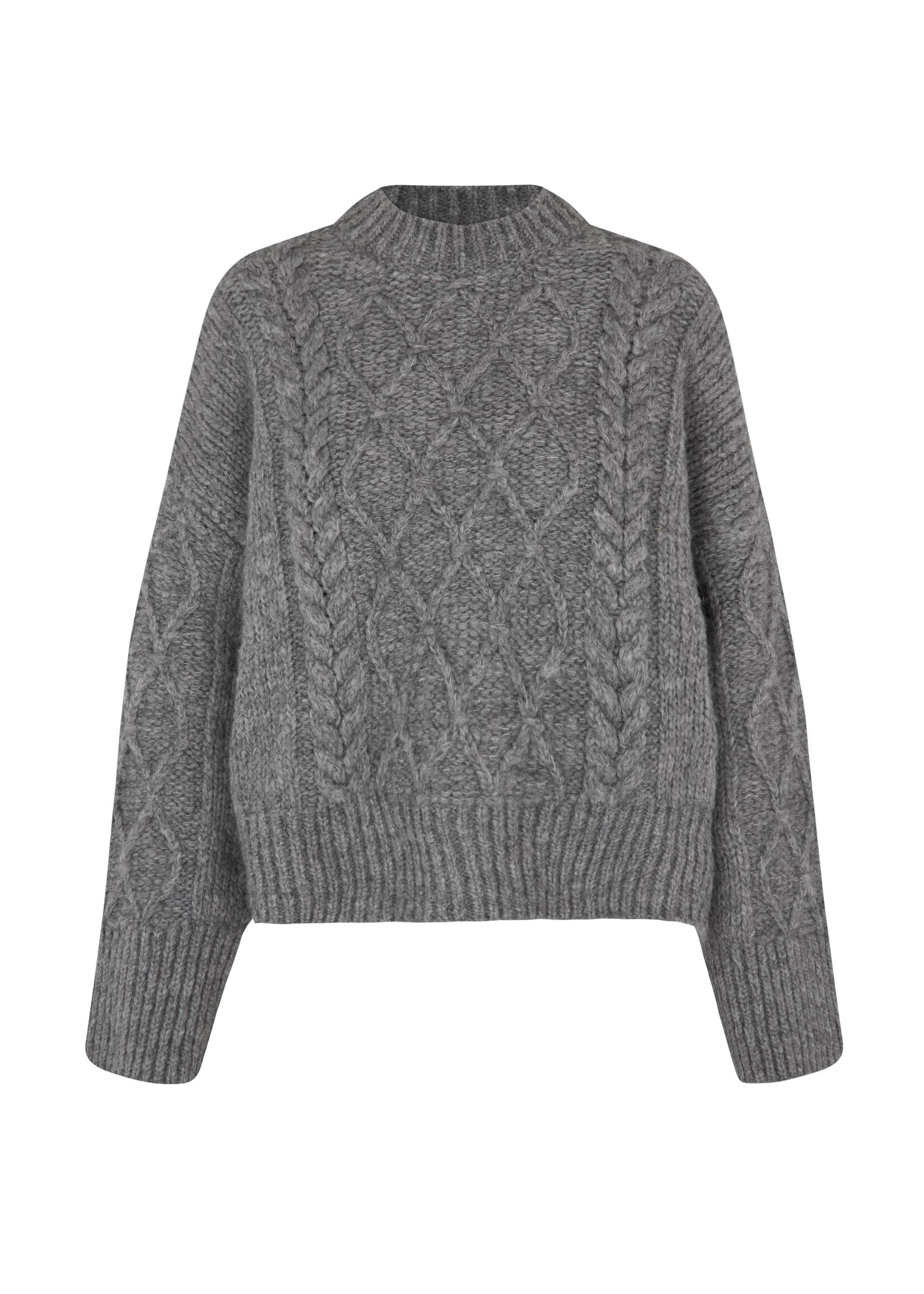 Second Female Dia Knit O-Neck Jumper - Grey Melange