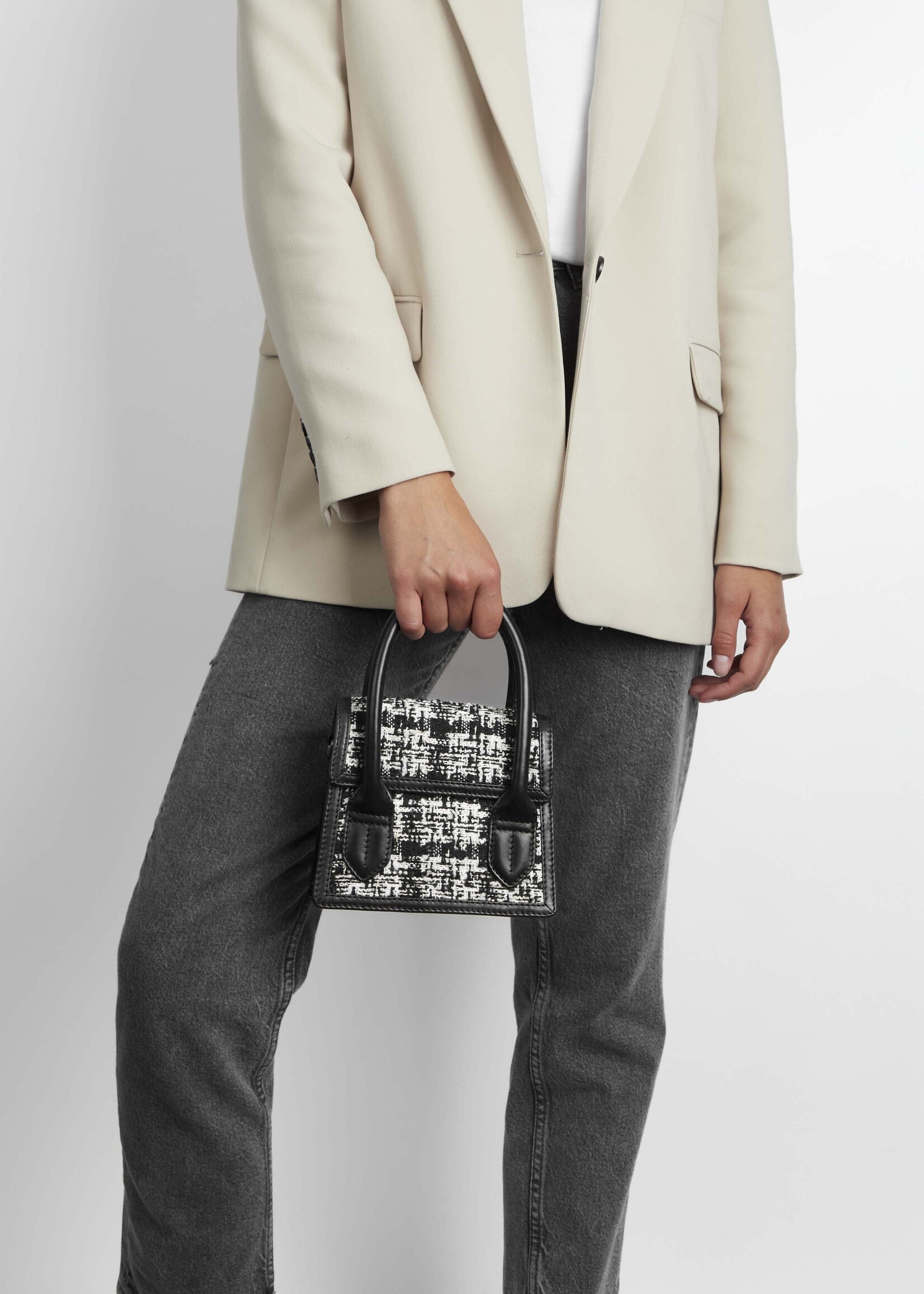 Markberg Vivienne Mini Bag - Tweed Mix Black w/ Black + Off White
