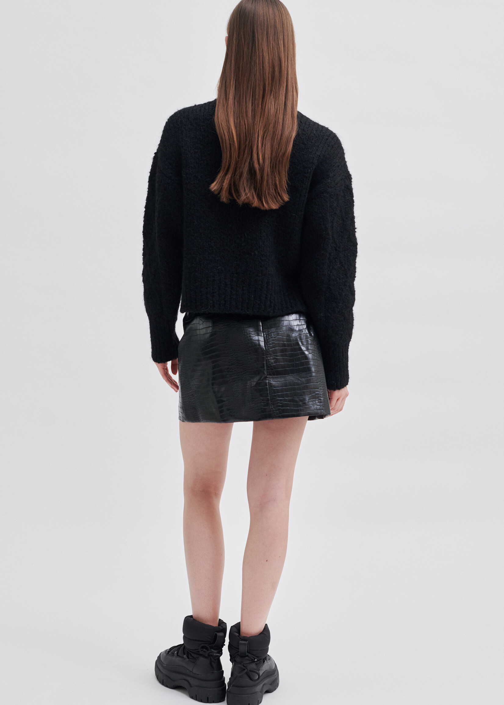 Second Female Dia Knit T-Neck Jumper - Black