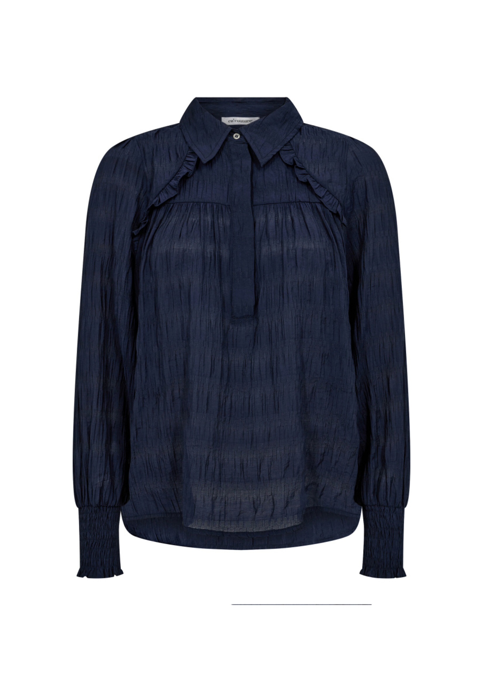 Co'Couture Structure Line Frill Blouse - Navy