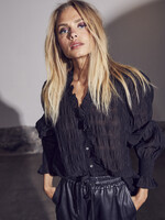 Co'Couture Structure Line Frill Shirt - Black