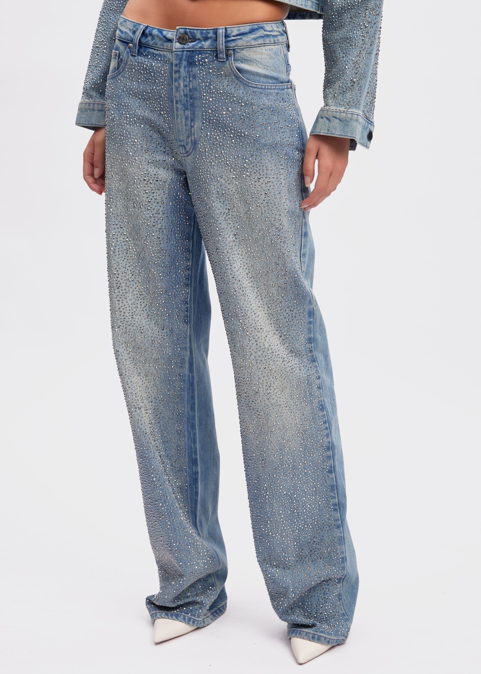 Gestuz Zorah Mid Waist Jeans - Mid Blue Washed