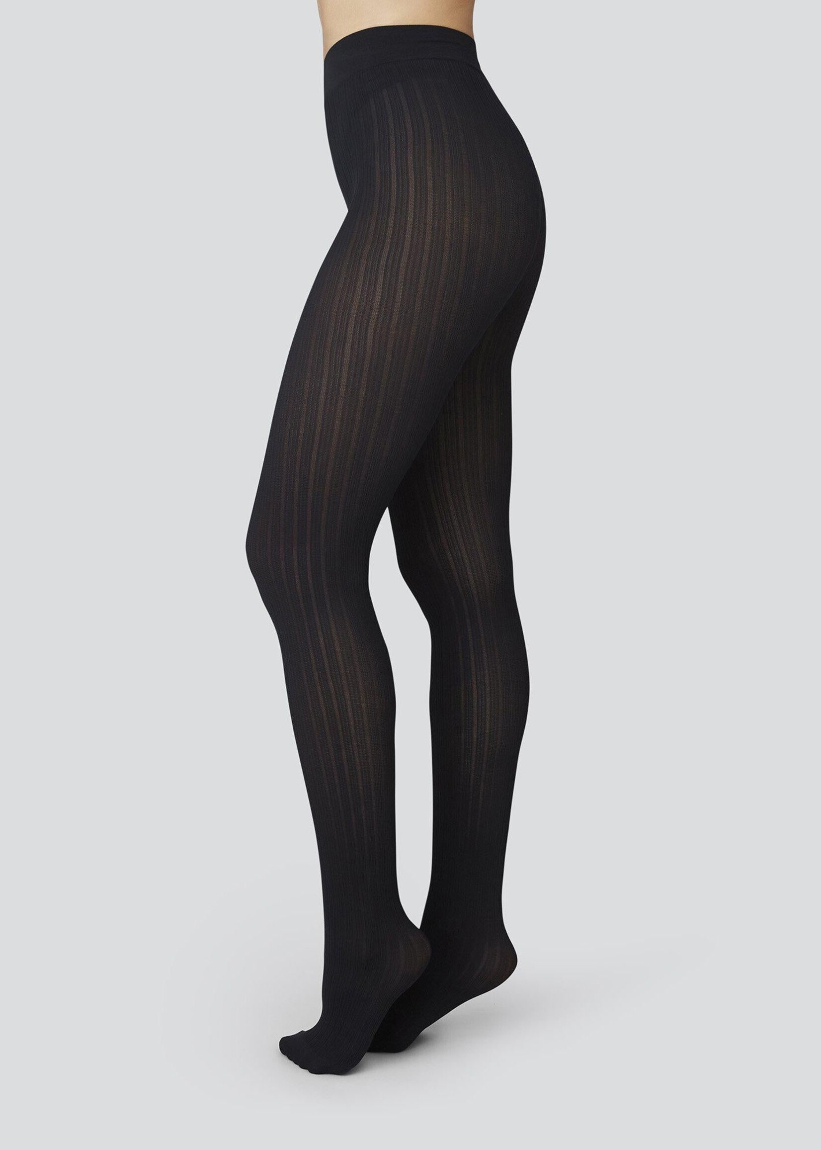 Swedish Stockings Alma Rib Tights - Black