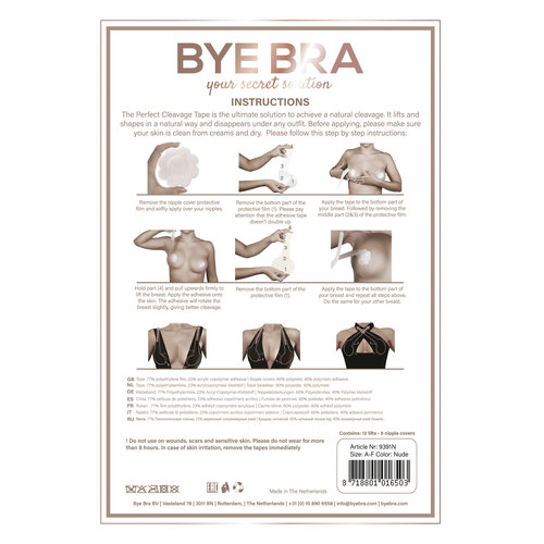 Bye Bra Bye Bra - Perfecte Decollete Tape A-F Lichte Huidskleur 3-6 Paar