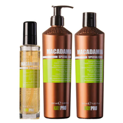 KayPro KayPro Macadamia set shampoo 350ml & conditioner 350ml & haarserum 100ml - giftset voor droog en fijn haar