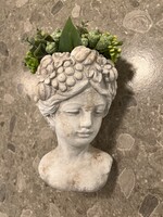 CONCRETE FRUIT FACE POT 14X15X22CM met zijden bloemen White