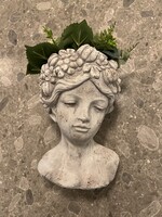 CONCRETE FRUIT FACE POT 19X18X27CM met zijden bloemen White