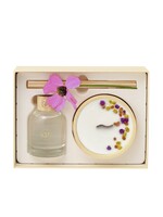 Cadeaubox Coco Cilou 150ml geurstokjes met zijden bloem & 250g geurkaars