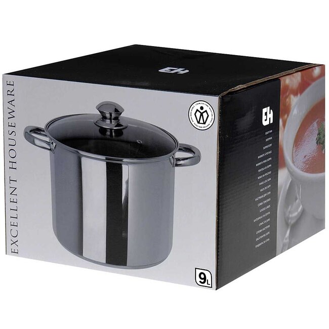 Excellent Houseware RVS Soeppan met deksel - 9 liter